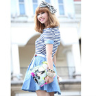 stripe casual dress1533#