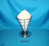 White Porcelain French Fries Holder with Iron Stand