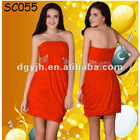 SC055 Orange Mesh Beaded Pleated Off Shoulder Short Homecoming Dresses under $50