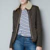 Ladies quilted short jacket with fur collar blazer 2012