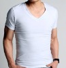 Men's plan V-neck t shirt in summer