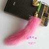 2011 efashion rabbit fur tails keychain for mobile phone