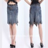 Latest Design Ladies Denim Embroidery Blue Jeans Dress, Jeans OEM Manufacturer For Women