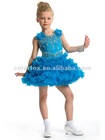 Lovely Turquoise V-neck And Beaded Bodice Flowers on the Shoulders Party Dress for Little Girls