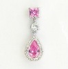 Pink Stone Rhodium Women Pendant