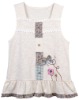 Cotton Knit Lace Collar Sleeveless Polo Embroidery Girls Vest