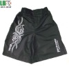 Black 100% polyester embroidery Muay Thai shorts