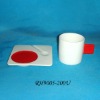 Huaide RH9005-200U Porcelain White And Red Silicone Coffee Cup with Square Saucer