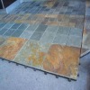 rusty color interlocking slate tile with plastic grid