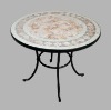 Dia92cm round dining table,wrought iron garden furniture modern tile mosaic cement outodoor patio furniture dining table