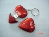 red heart shape usb flash disk with the chain as gift and promotional product