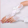 Big Bow Lace Fingerless White Wedding Gloves Elbow Length WG012