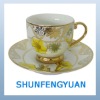 Porcelain eco tea cup and saucer with logo printing