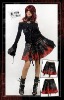 Punk Rave Gothic Style Black-red Skirt Q-128