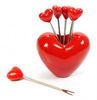 Creative Red Heart Style Snack Fork Fruit Fork Ornament Decoration