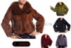 YR-040 Genuine Rabbit fur jacket with raccoon dog collar 5 colors