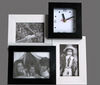 fashion hot sale nice "5x7" 4x6" black porous unique plastic wall photo frame with clock