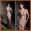 Graceful Brown Sweetheart Sash Bow Ruffl Sheath Mother Of The Bride Taffeta Suits