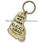 Engraved Logo antique gold plated footprint metal keychain