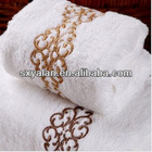 100% cotton hotel white embroidery face towel, bath towels