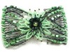 Hair Ornament!HM0002!Small Quantity!Fashion Handmade Beaded Green Flower Elastic Stretchy Metal Double Magic Hair Comb