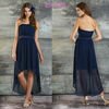 Strapless Chiffon Natural Waist Open Back Front Short and Long Back Bridesmaid Dresses