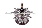 Rudder shape single layer wooden wine rack