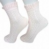 women's sexy rumi ankle socks with pointelle pattern with lace on the welt