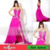 High quality floor-length straight chiffon sweetheart beaded evening dress 2012