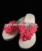 ivory with crimson flower Women beach shoes/ladies beach shoes/beach eva slippers