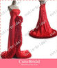 Custom Made Sleeveless Multi Curly Trim Red Evening Dress Formal Occasion Dress