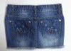 embroidery back pocket pure cotton denim skirt for girls