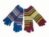 Knitted gloves with stripes hand warmer