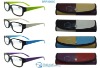 CE colorful plastic reading glasses , matching pouch