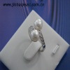 Pearl ring (size:7-7.5mm, shape:flat, color:white, with 925silver, quality:AA)