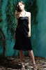 No.7271 knee-lengh evening gown 2011 pleat neckline with color black short party dress cheap