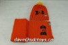 100% Acrylic Cheap Orange Jacquard Applique Embroidery Fashion Children Winter Knitted Hat And Scarf Set