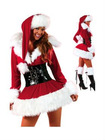 White And Red Ladies Velvet Christmas Holiday Costume