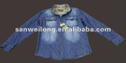 2013 fashion ladies wash jeans shirt with long sleeves