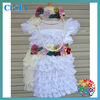 White Dress Headband Sets Vintage Girl Lace Flower Dress With Headband Set Baby Girls Tutu Dress Sets