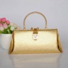 09-3# Shining golden metal frame hard clutch evening bags