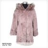 10561 Rabbit and kalgan lamb fur coat with raccoon dog trim hood