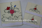 Embroidery bedsheet and pillow cases set with flower design