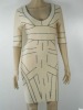 Beige bandage celebrity party dress half sleeve 2012