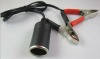 30A battery clip cable with car cigarette lighter socket