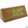 Table LED Digital Wooden Clock With Green Light