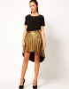 Women Pleated Hi Lo Hem Skirt