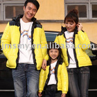 yellow color fashion outdoor family 100%cotton ski jacket with hood