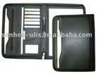 LEATHER NOTE BOOK WITH ZIPPER AND OUTSIDE POCKET