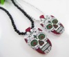 Skull head wooden necklace